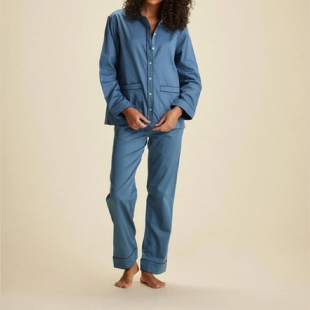 NWOT Lake Poplin Piped Pant TOP only In Wyeth Pacific Blue
